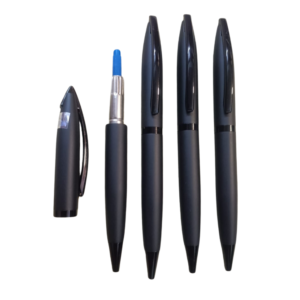 Metallic Black Ballpoint Pen with Black Clip – Blue Ink